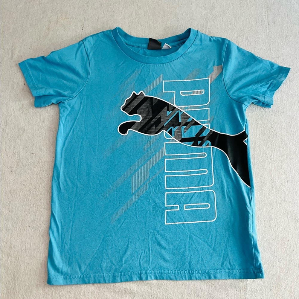 Puma Kids Aqua Blue Graphic Tee